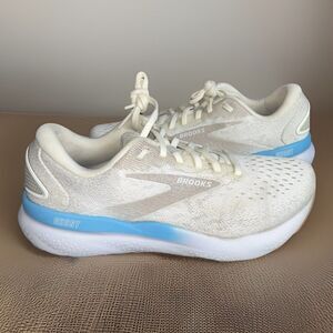 Brooks Ghost 16 Women’s 8.5 Coconut Chateau Gray Blue Lace Up Road Running Shoes